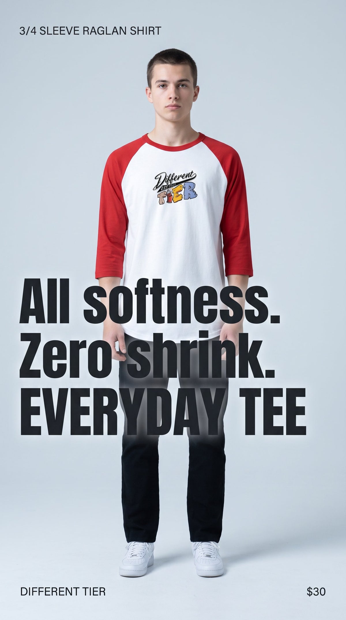 3/4 sleeve raglan shirt