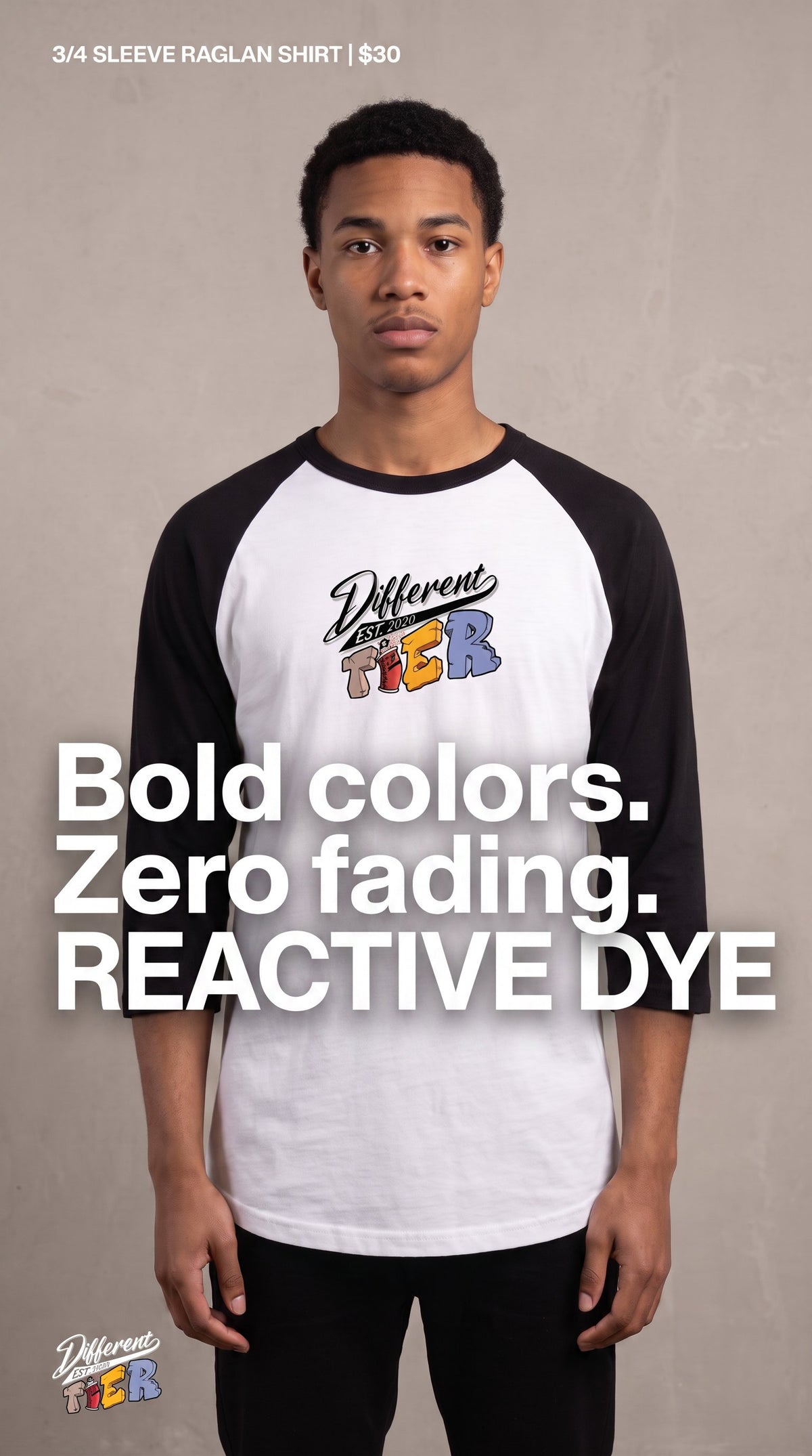 3/4 sleeve raglan shirt