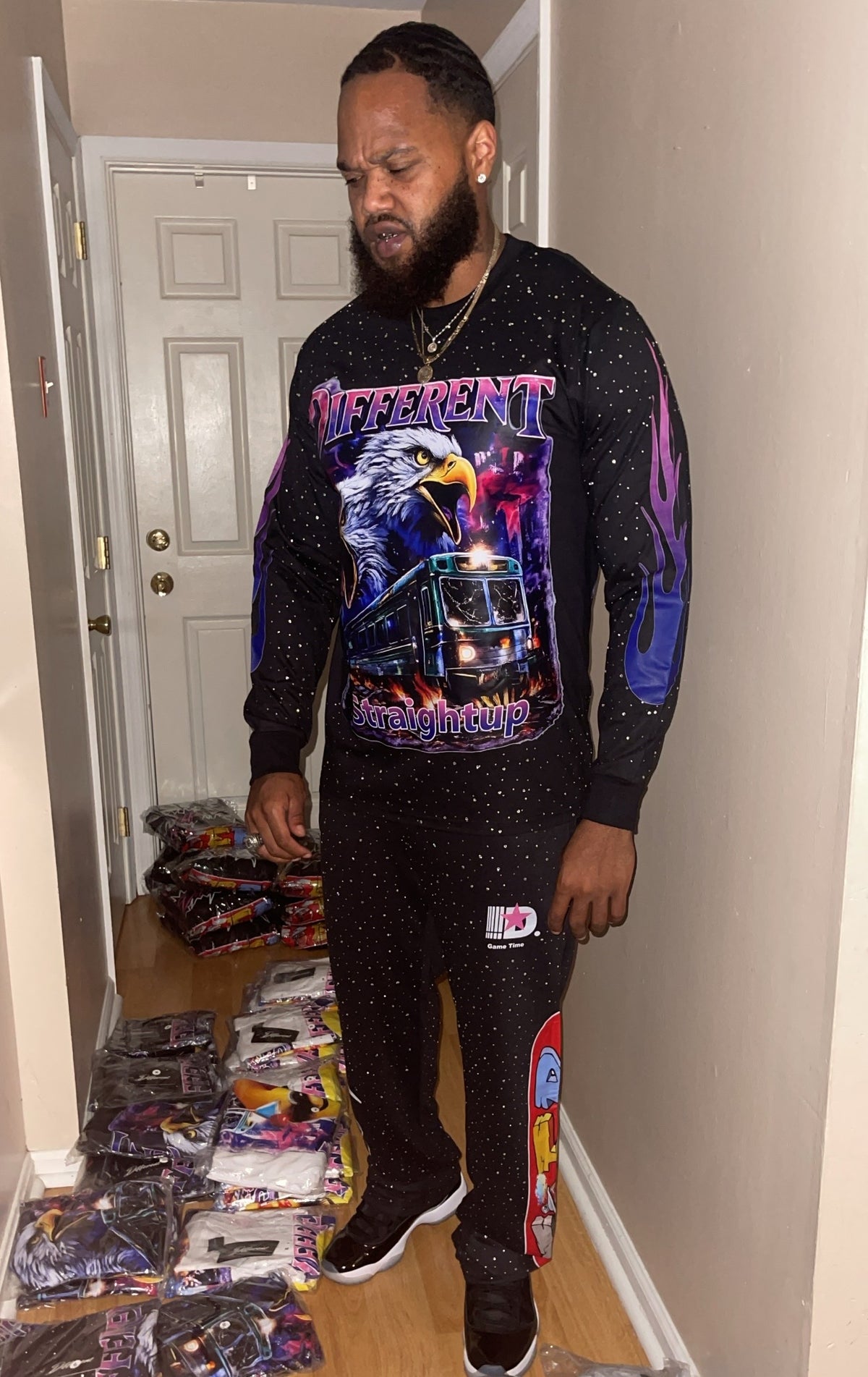 Black Graphic Long Sleeve Tee