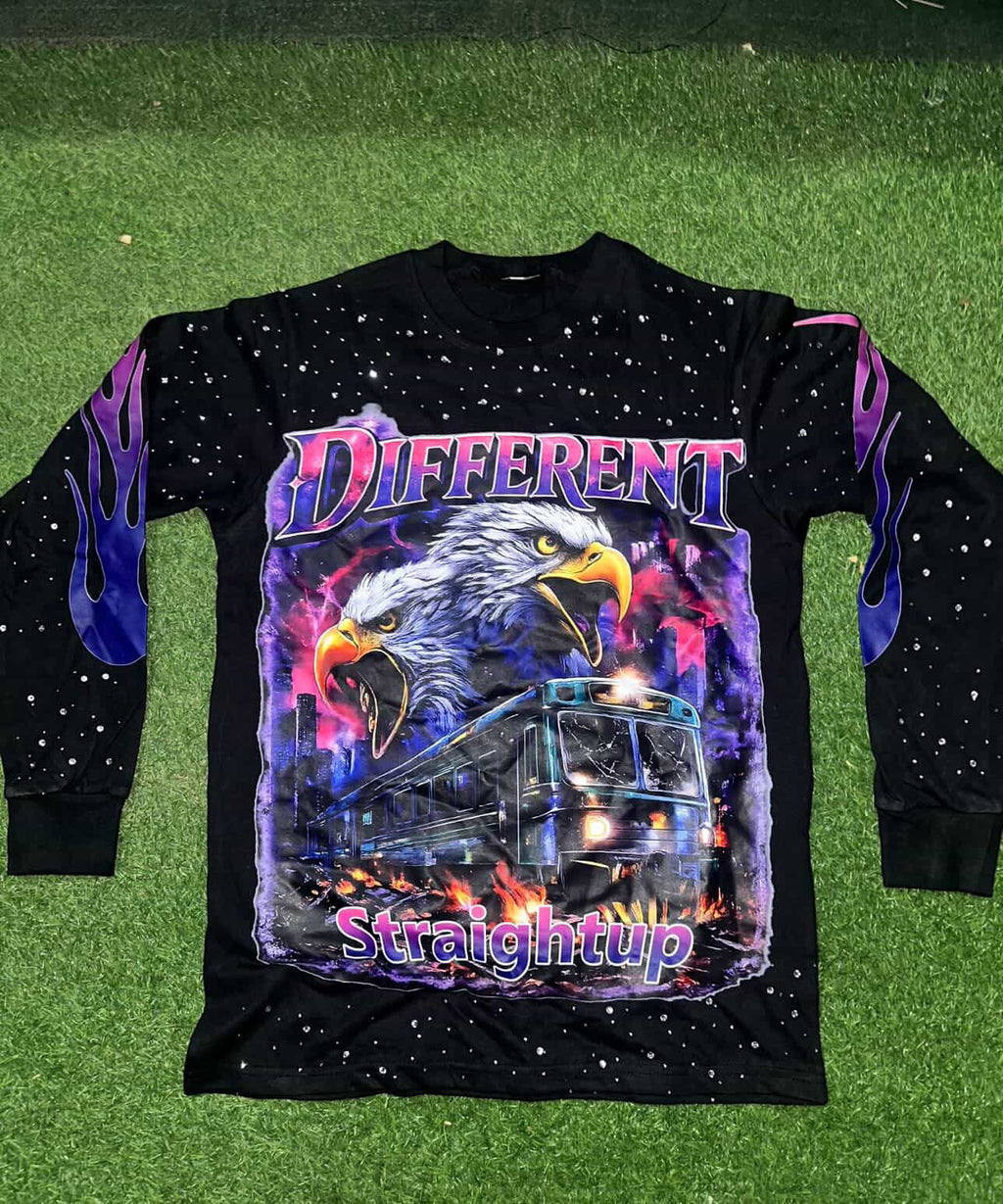 Black Graphic Long Sleeve Tee