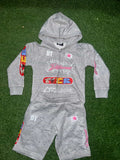 Grey Kid's Hoodie Short Set