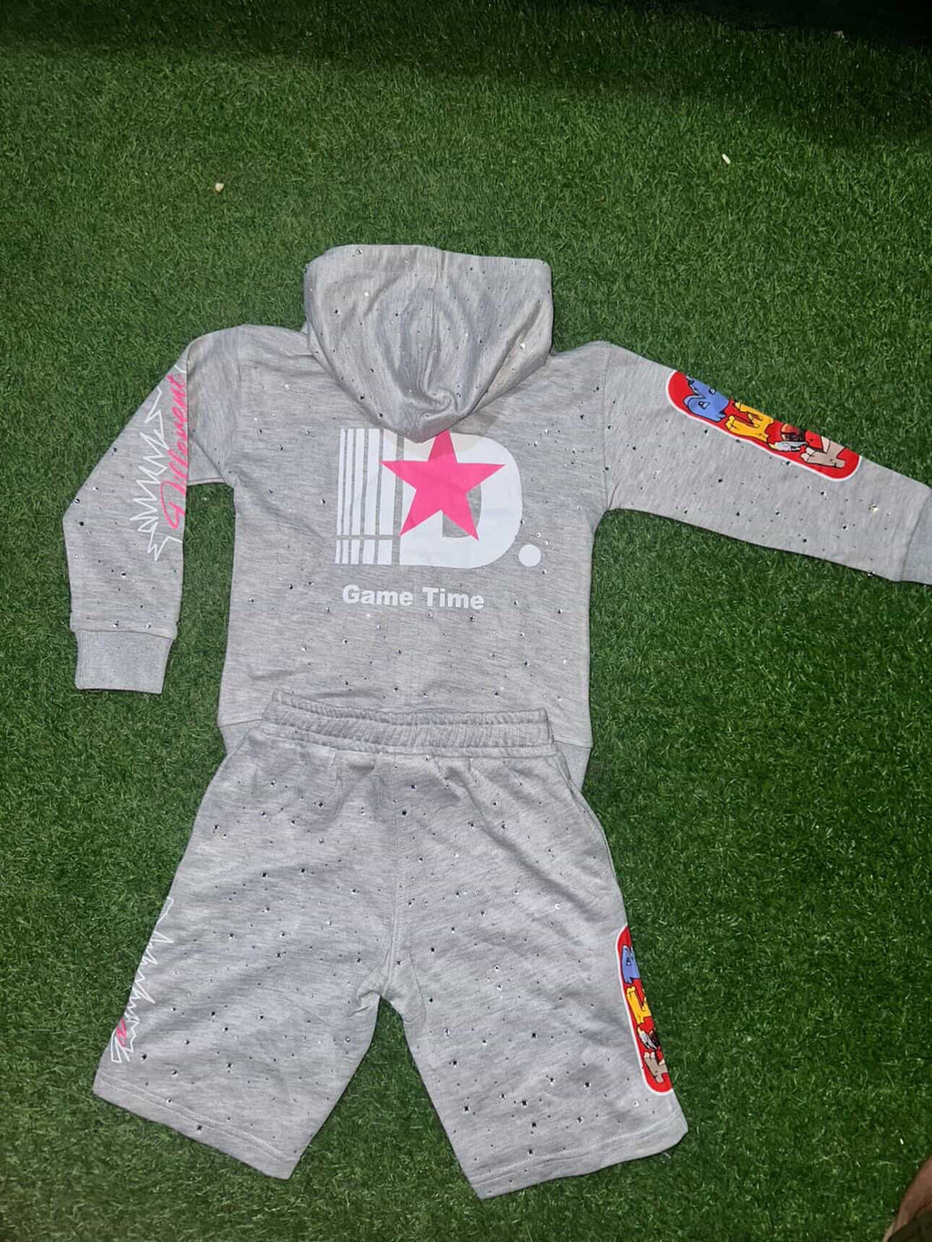 Grey Kid's Hoodie Short Set