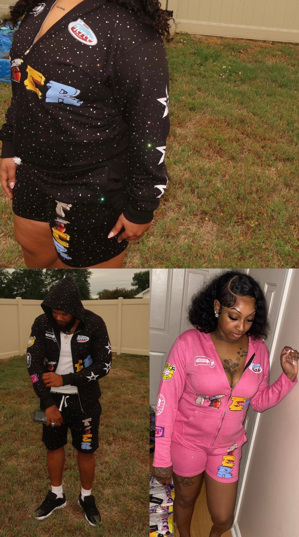Black-Unisex Hoodie Short Set