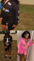 Black-Unisex Hoodie Short Set