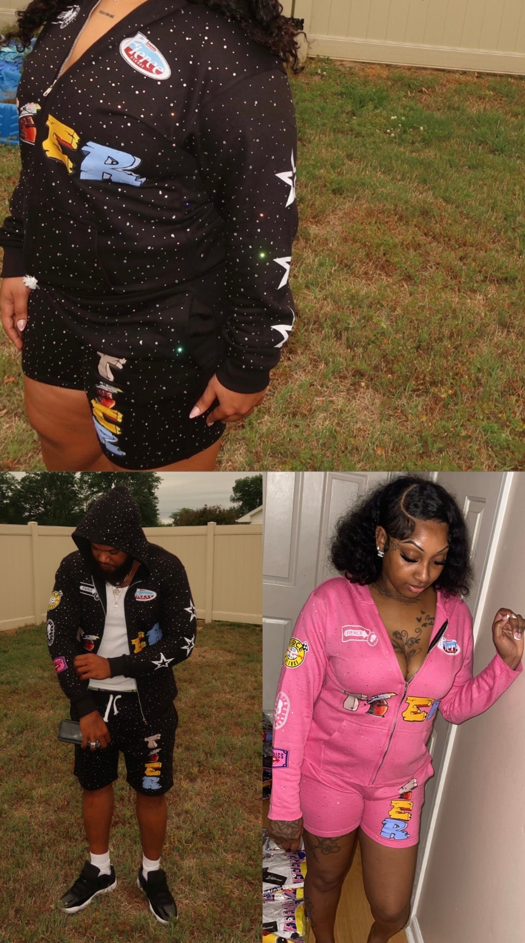 Black-Unisex Hoodie Short Set