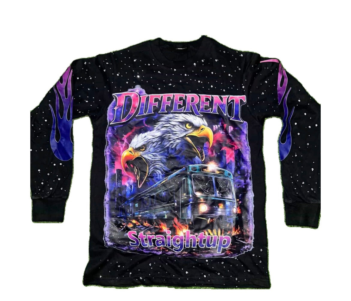 Black Graphic Long Sleeve Tee