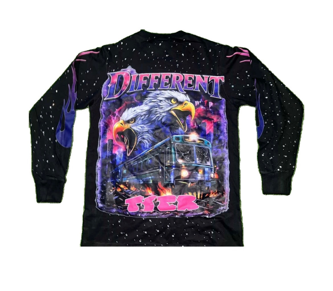 Black Graphic Long Sleeve Tee