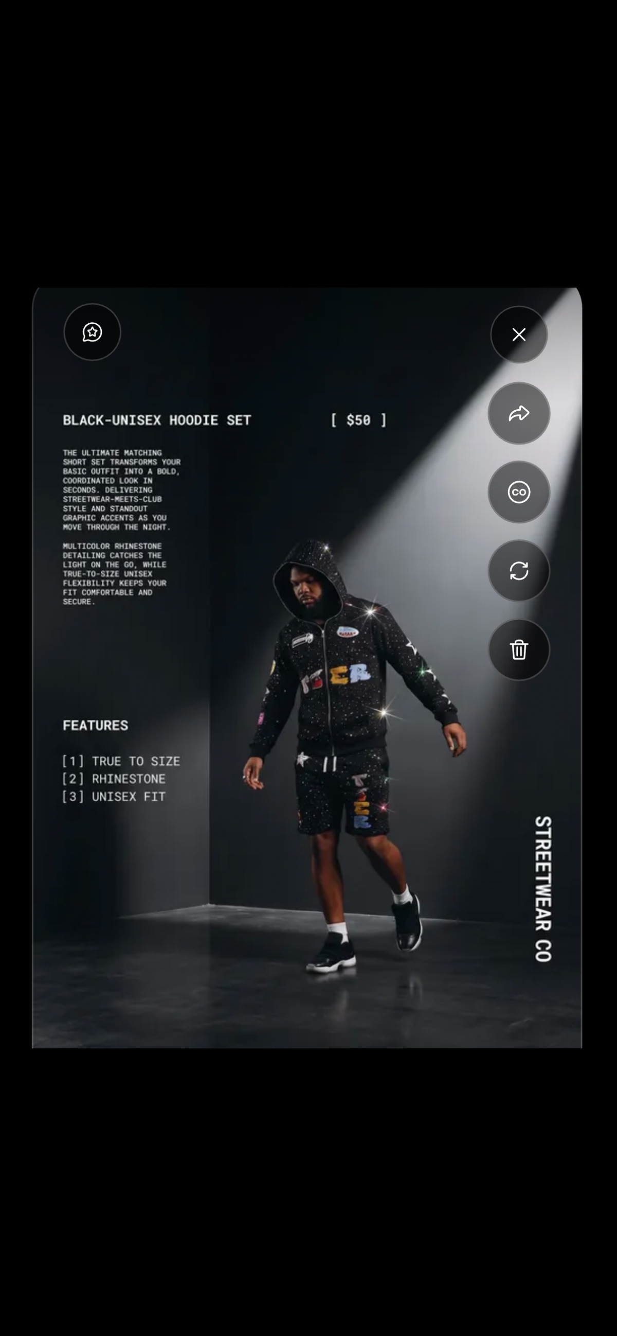 Black-Unisex Hoodie Short Set