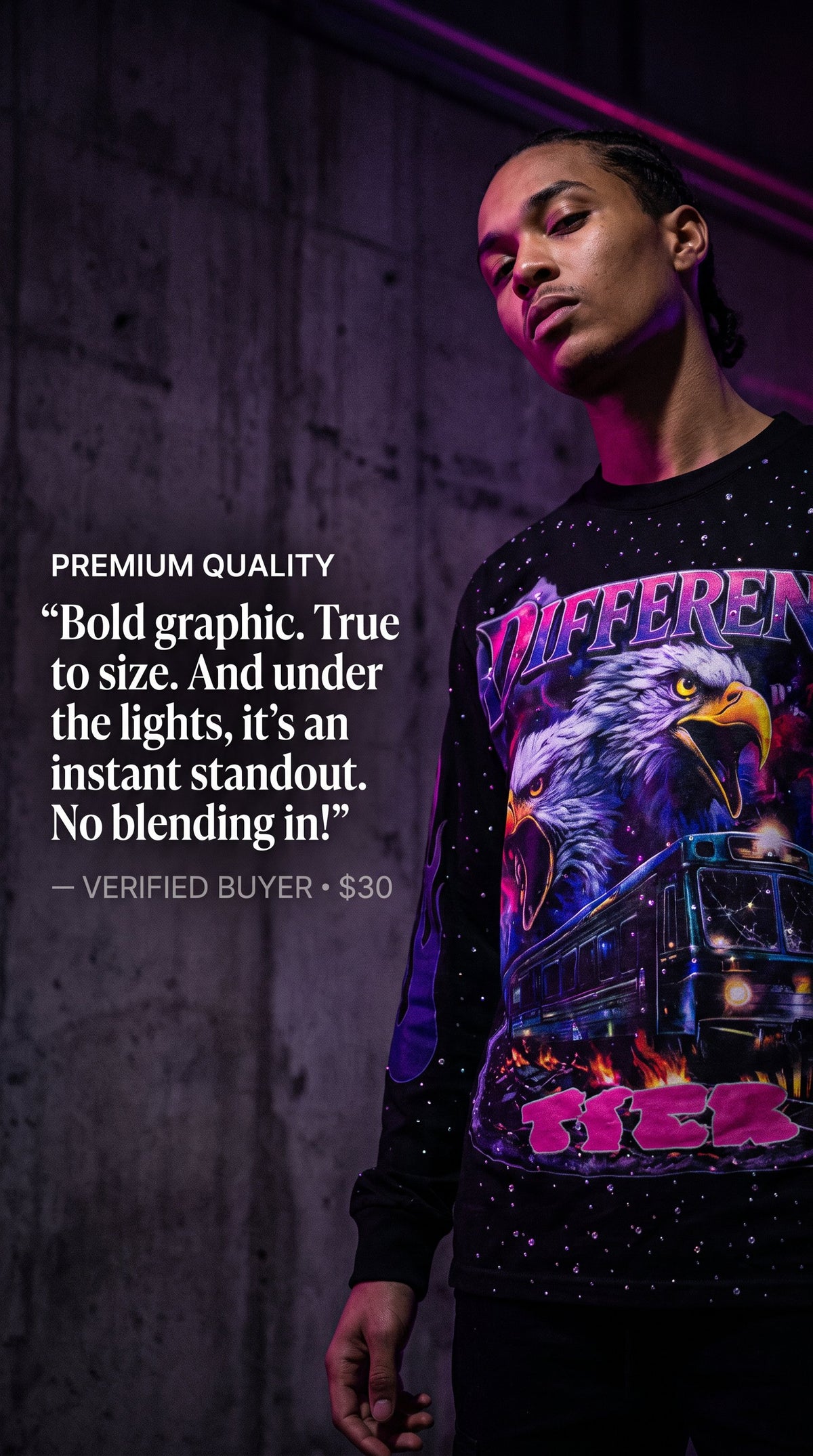 Black Graphic Long Sleeve Tee