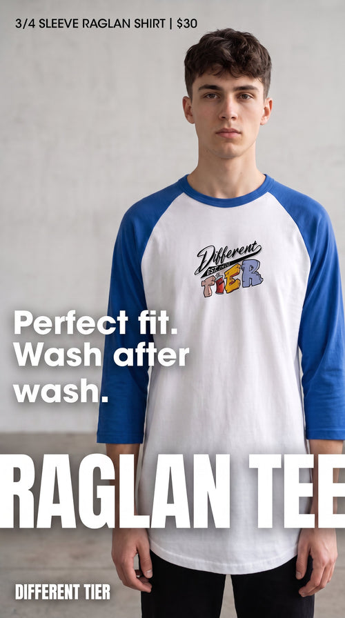 3/4 sleeve raglan shirt