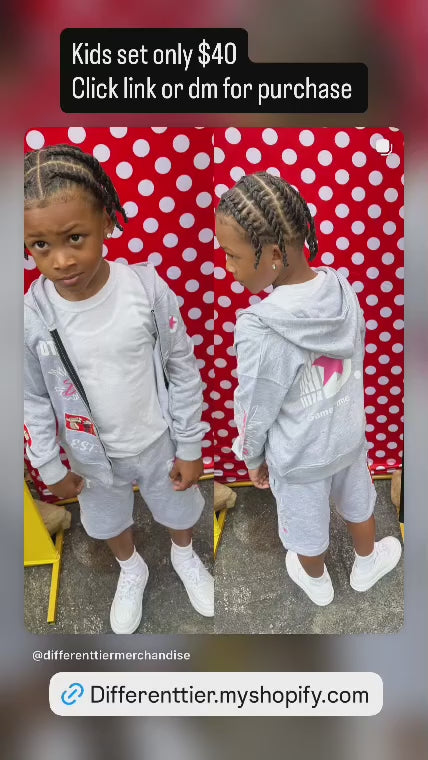Grey Kid's Hoodie Short Set